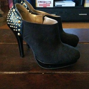 SOLD Black booties wirh gold accents